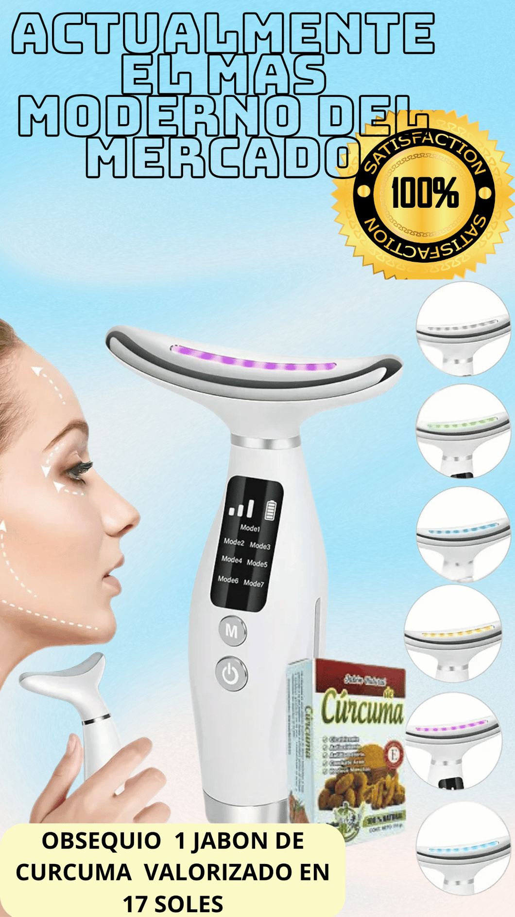 MASAJEADOR FACIAL LUZ LED --antes 109-- EN OFERTA AHORA A 85 SOLES