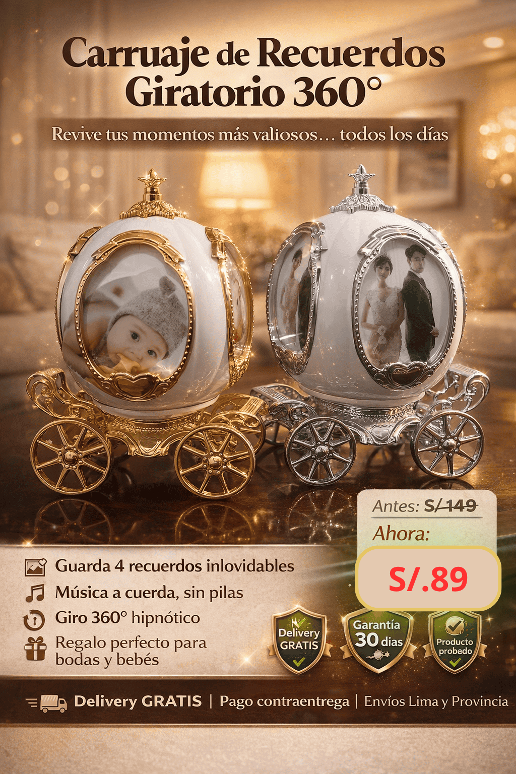 Carruaje de Recuerdos Giratorio 360°
