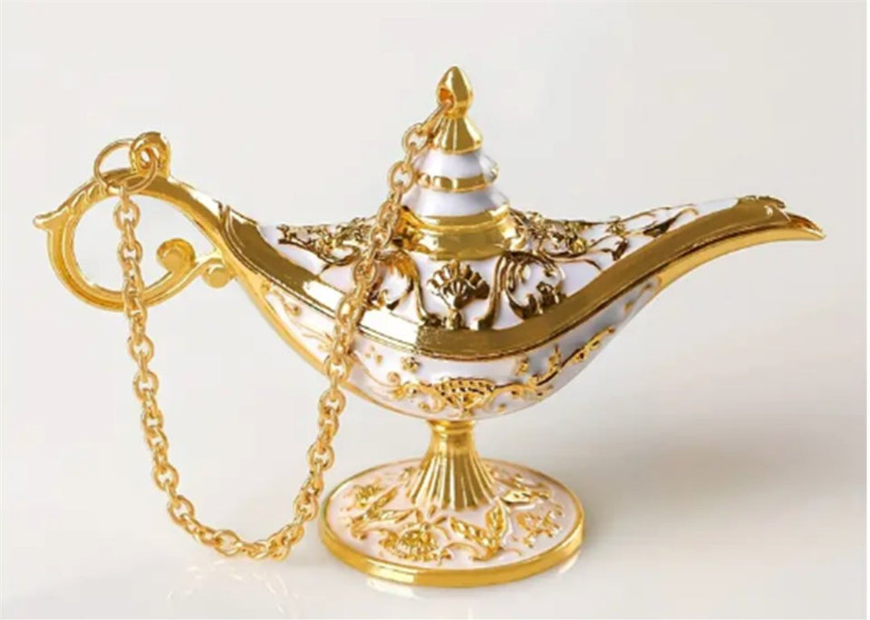 ❤️‍🔥ELEGANCIA Y AROMA 🐫LAMPARA ALADINO, PORTA QUEMADOR AROMATIZADOR Y DECORATIVO, MATERIAL DE METAL ZINC💕