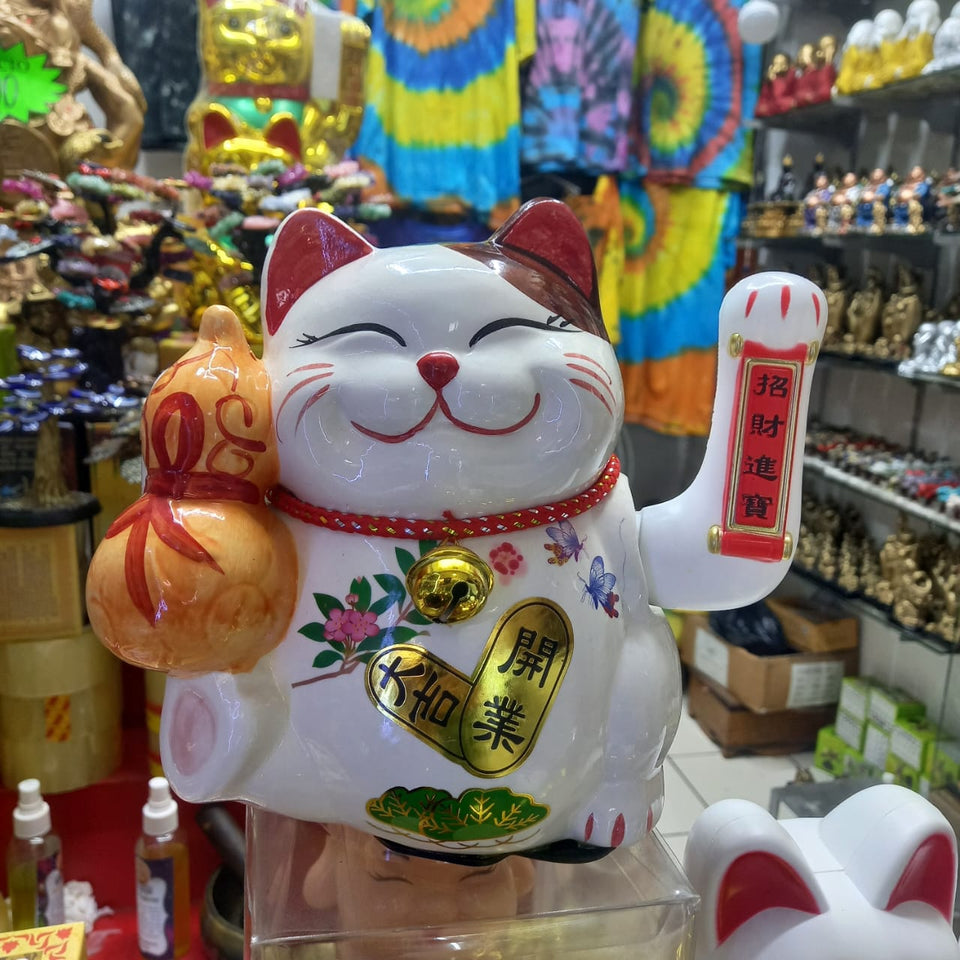 GATO BLANCO DE LA SUERTE MANEKI NEKON BLANCO, ideal para negocio, hogar etc