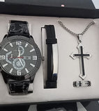 4 EN 1 RELOJ, BRAZALETE, ANILLO Y CRUCIFIJO