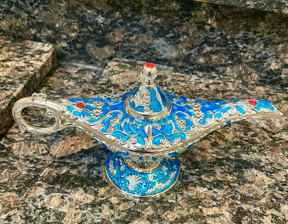 ❤️‍🔥ELEGANCIA Y AROMA 🐫LAMPARA ALADINO, PORTA QUEMADOR AROMATIZADOR Y DECORATIVO, MATERIAL DE METAL ZINC💕